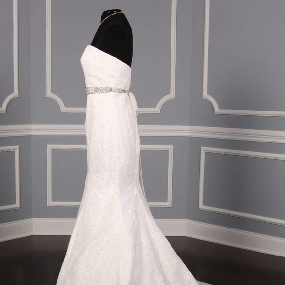 Justina Atelier Diamond White Embellished Beaded Bridal Wedding Dress Sash Belt main image 5